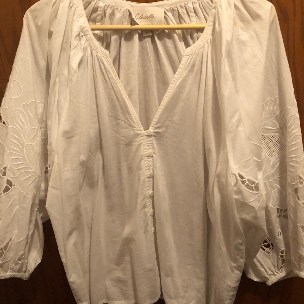 White Embroidered Women's Top Organic cotton